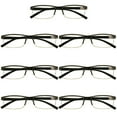 thumbnail image 1 of 7 Packs Mens Rectangle Half Frame Reading Glasses Blue Light Blocking Black Spring Hinge Readers +1.50, 1 of 5