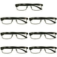 thumbnail image 1 of 7 Packs Mens Rectangle Metal Frame Reading Glasses Black Spring Hinge Readers +1.00, 1 of 5