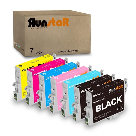 7 Packs Replacement for T048 Ink Cartridge use for Epson Stylus Photo R200 R220 R300 R300M R320 R340 RX500 RX600 RX620 Printer (2BK/C/M/Y/LC/LM)