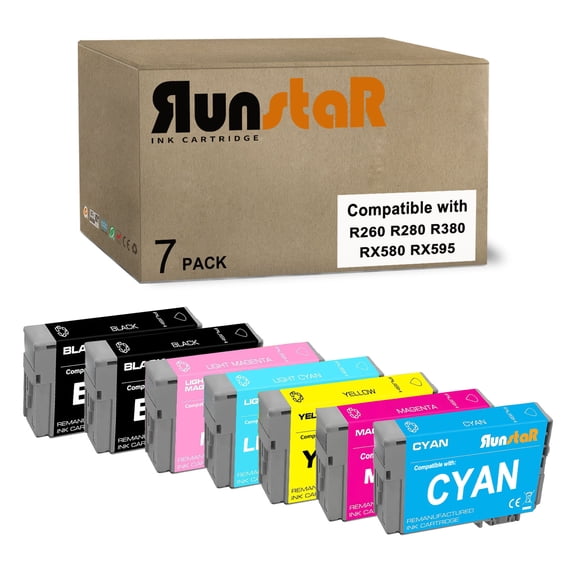 7 Packs Replacement for T078 Ink Cartridge use for Epson Artisan 50 Stylus Photo R260 R280 R380 RX580 RX595 RX680 Printer (2BK/C/M/Y/LC/LM)