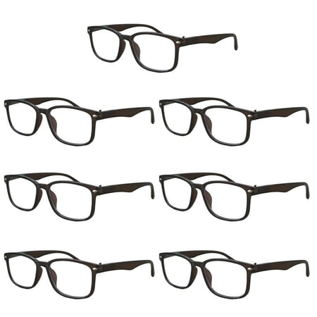 7 Packs Unisex Square Frame Blue Light Blocking Computer Reading Glasses Readers for Men Women +3.00