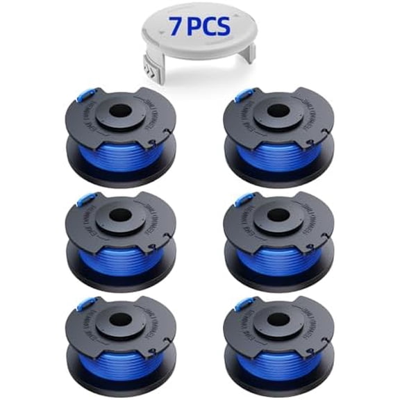 7 Packs Weed Wacker String Replacement for Ryobi One+ AC14RL3A,0.065-Inch String Trimmer Refill Compatible with Ryobi 18v, 24v, and 40v Trimmer（6 Trimmer Line,1 Trimmer Cap）