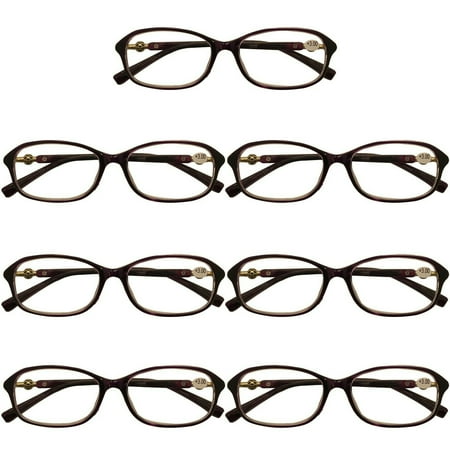 7 Packs Womens Oval Frame Reading Glasses Lightweight Classic Style Readers +1.00