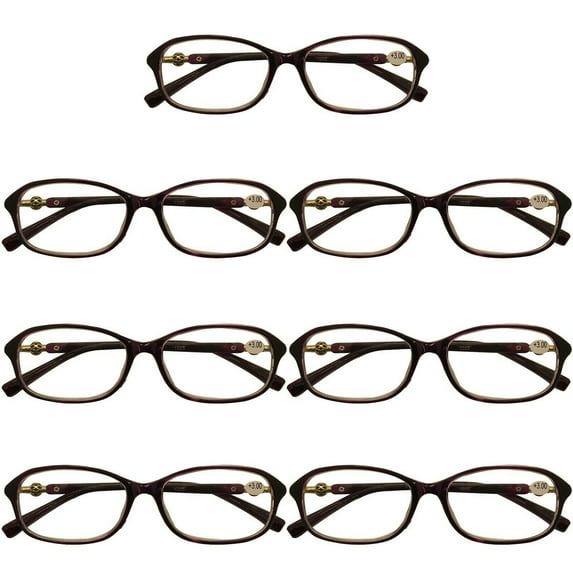 7 Packs Womens Oval Frame Reading Glasses Lightweight Classic Style Readers +3.00