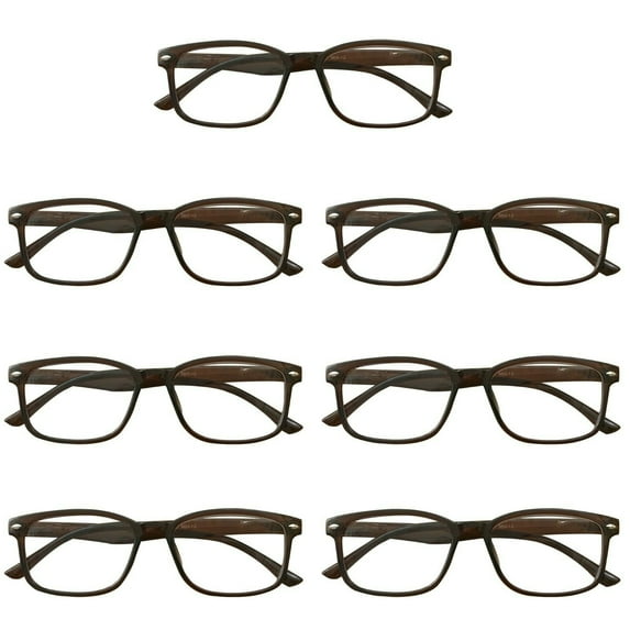 7 Packs Womens Square Frame Blue Light Blocking Computer Reading Glasses Classic Style Readers +4.00
