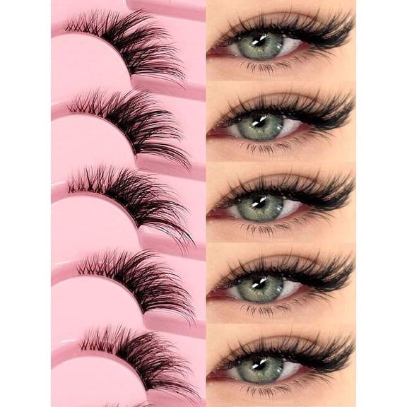 7 Pairs 3D Artificial Mink Eyelashes With Cat Whisker Design, Thin Winged Eyelash Extensions, Suitable For Cute Women Everyday And Dating Makeup Strip Lashes,Lashes,Eyelashes,Fake Lashes