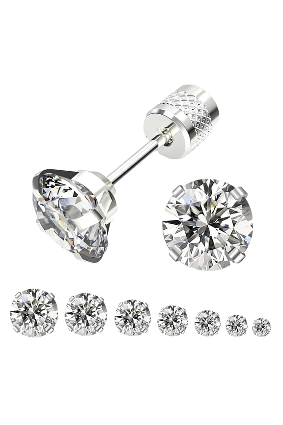 7 Pairs Birthstone Flat Back Earrings for Women, Hypoallergenic Surgical Stainless Steel Stud Earrings for Sensitive Ears, Cartilage Helix Tragus Multiple Piercing Jewelry, Sleep Comfortable