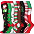 thumbnail image 1 of 7 Pairs Christmas Copper Compression Socks for Women & Men Circulation 15-20 mmhg - Better Blood Flow, Swelling, Best Support for Medical, Running, Nursing, 1 of 6
