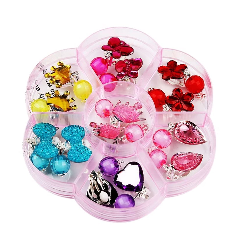7 Pairs Clip on Earrings Girls, No Pierced Design Earrings Dress up