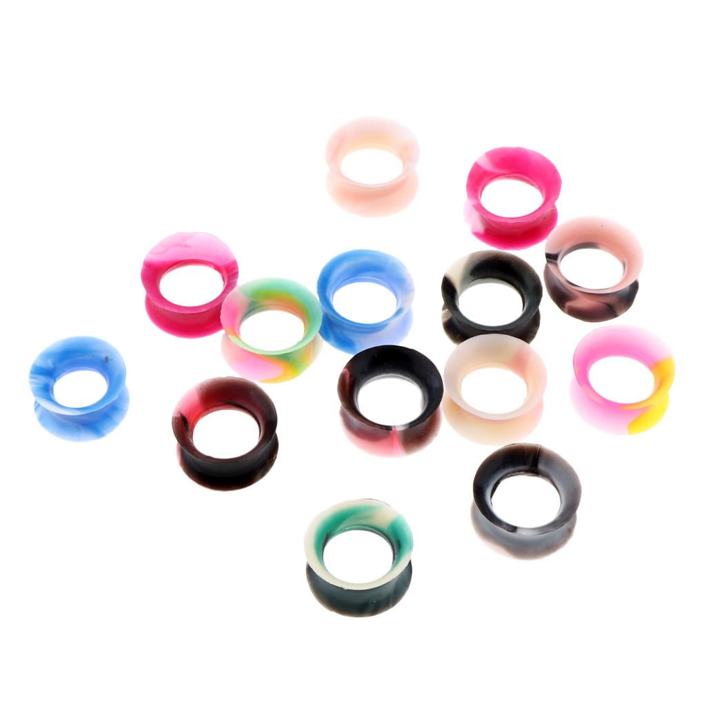 7 Pairs Colorful Soft Silic Flexible Tunnels Expanders Gauges 14MM ...