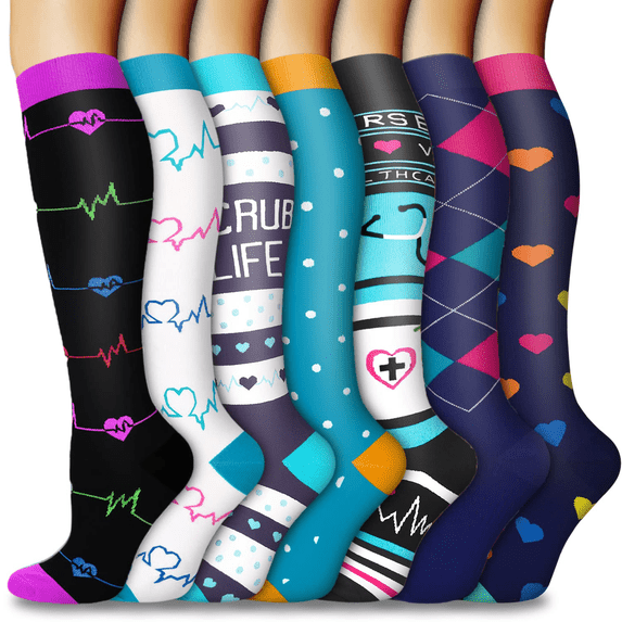 7 Pairs Copper Compression Socks for Women & Men Circulation 15-20 mmhg - Better Blood Flow, Swelling, Best Support for Medical, Running, Nursing