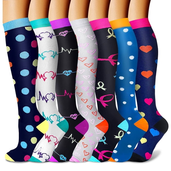 7 Pairs Copper Compression Socks for Women & Men Circulation 15-20 mmhg - Better Blood Flow, Swelling, Best Support for Medical, Running, Nursing