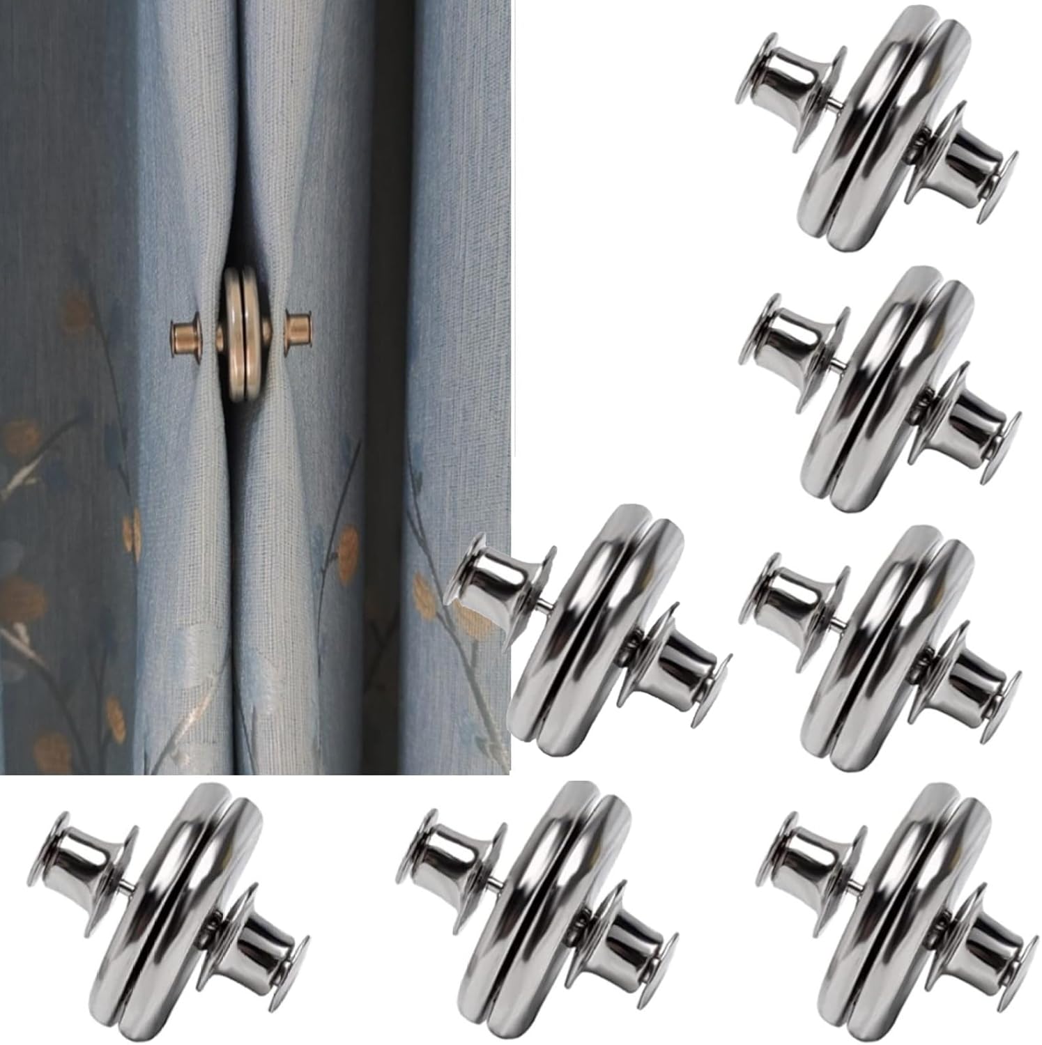 Drapery Magnets 7 Pairs Curtain Magnets Closure, Magnetic Curtain Clips for Indoor ...