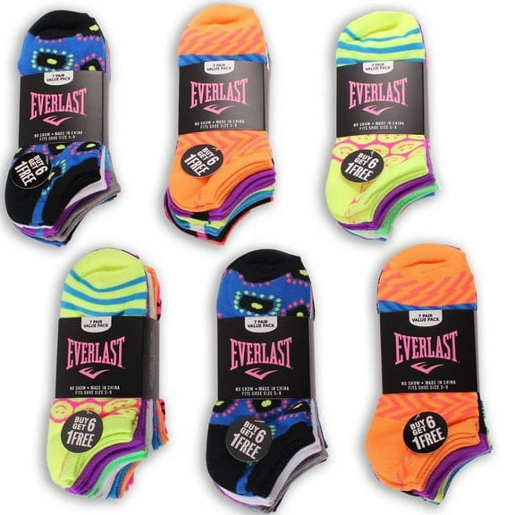 7 Pairs Everlast Women's No Show Athletic Ankle Socks 9-11 (Fashion)