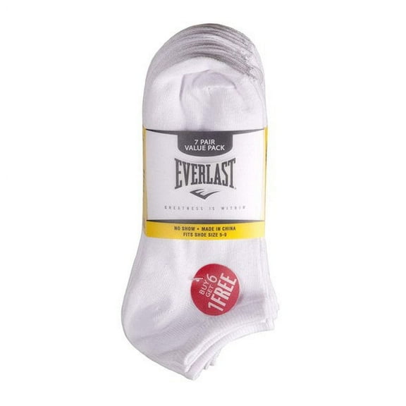 Everlast Women's Comfortable Acrylic Athletic Ankle Socks, White (7-Pack)
