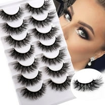 7 Pairs Faux Mink Cat Eye Lashes - Short Wispy Fluffy Strip Lashes, Natural Look Fake Eyelashes for Women