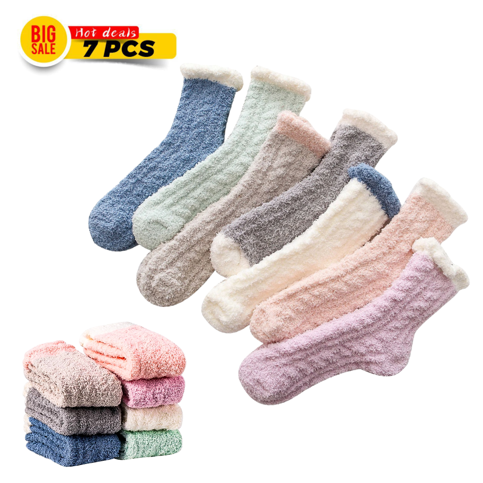 Ayieyill Fuzzy Socks for Women, 6 Pairs Plush Slipper Socks Women, Warm