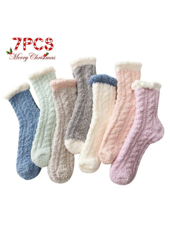 7 Pairs Fuzzy Socks for Women, Fluffy Socks Women, Cozy Socks for Women Slipper Socks