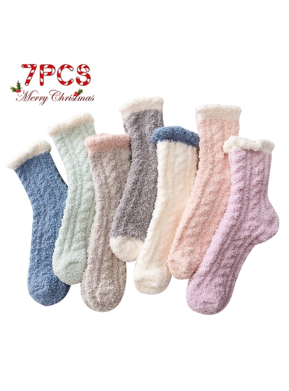 CityComfort Multi Star Fluffy Socks, Women Warm Slipper Socks 5-Pack CityComfort Multi Star Fluffy Socks, Women Warm Slipper Socks 5-Pack