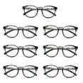 thumbnail image 1 of 7 Pairs Ladies Womens Round Big Frame Blue Light Blocking Reading Glasses Spring Hinge Readers +0.75, 1 of 6