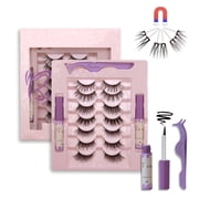SABRINA Magnetic Eyelash Kit, 7 Pair, 5 Half Lashes and 2 Pair Cluster Lashes, Reusable Natural Look