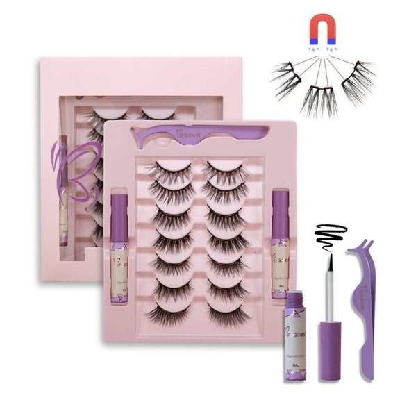 7 Pairs Magnetic Eyelash Kit Magnetic clusters Reusable Natural Look 3D Lashes, No Glue Needed Soft Magnetic Lashes for Eye Makeup (Lightweight & Comfortable)