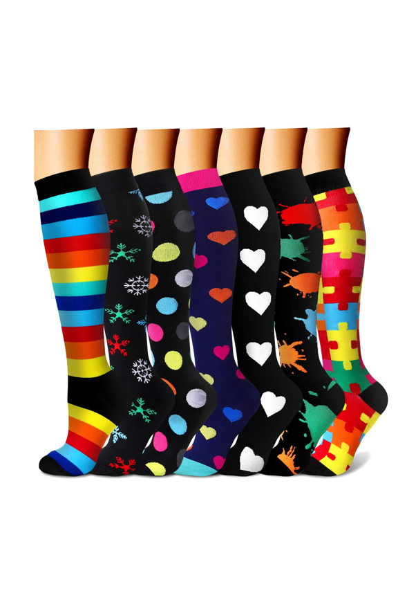 7 Pairs Medical Sport Compression Socks - 15-20mmhg Graduated Knee-High Support for Men & Women, Ideal for Soccer, Running, and Nurses