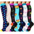 thumbnail image 1 of 7 Pairs Medical Sport Compression Socks - 15-20mmhg Graduated Knee-High Support for Men & Women, Ideal for Soccer, Running, and Nurses, 1 of 7