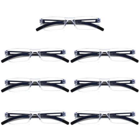 7 Pairs Men Women Rimless Reading Glasses Blue Light Blocking Unisex Reader +3.00
