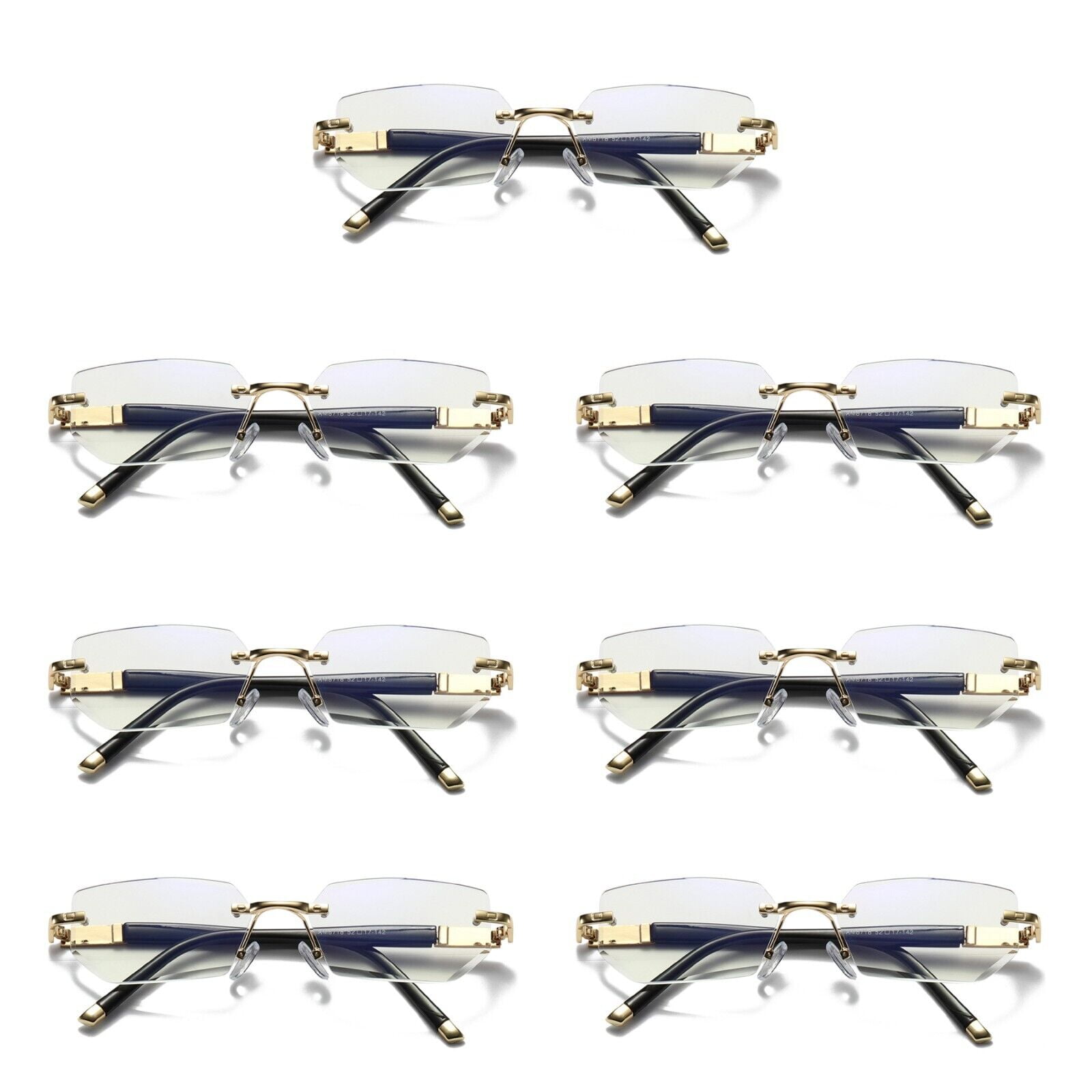 7 Pairs Mens Diamond Shape Rimless Blue Light Blocking Reading Glasses Metal Readers +2.75