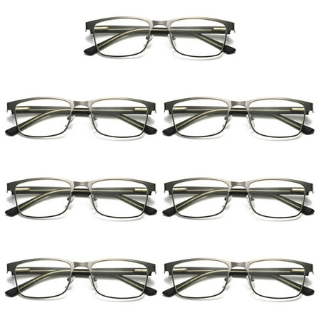 7 Pairs Mens Metal Frame Spring Hinge Blue Light Blocking Reading Glasses Readers +1.00