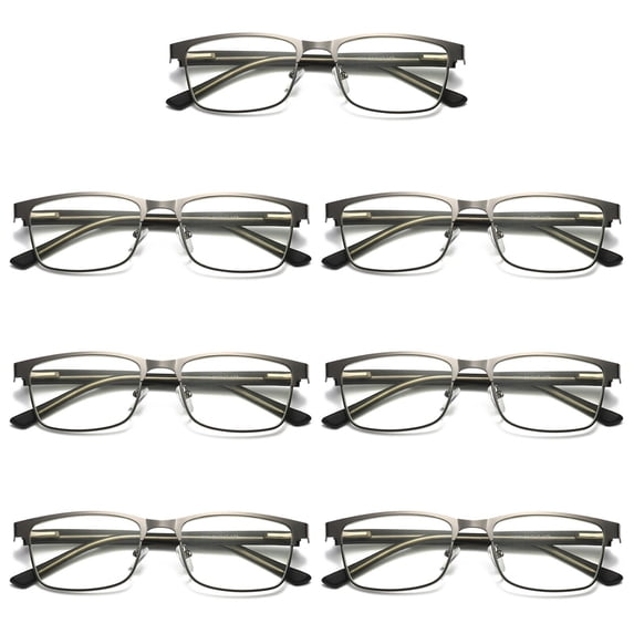 7 Pairs Mens Metal Frame Spring Hinge Blue Light Blocking Reading Glasses Readers +2.50