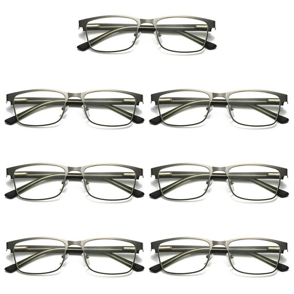 7 Pairs Mens Metal Frame Spring Hinge Blue Light Blocking Reading Glasses Readers +3.50