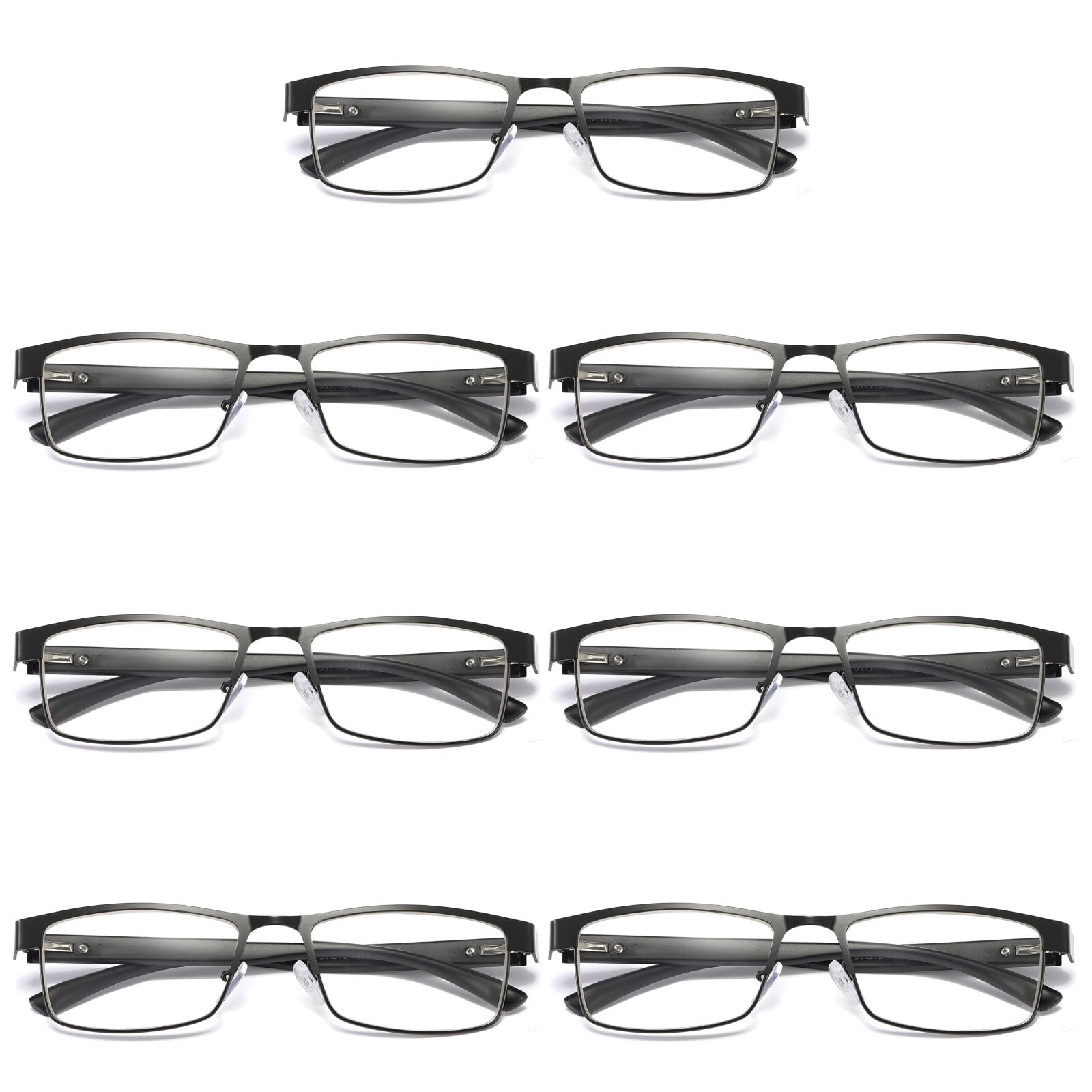 7 Pairs Mens Rectangular Blue Light Blocking Reading Glasses Spring Hinge Readers +3.00