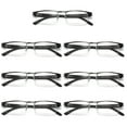 thumbnail image 1 of 7 Pairs Mens Rectangular Metal Half Frame Reading Glasses Spring Hinge Black Readers +2.00, 1 of 6