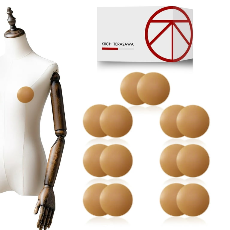 7 Pairs Nipple Cover Pasties for Women Reusable-KIICHI TERASAWA Sticky  Invisible Silicone Breast Petals-Adhesive Bar Pads Set