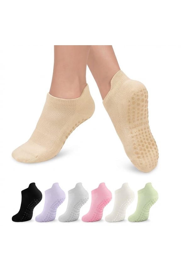 7 Pairs Non Slip Pilates Socks for Women, Grip Yoga Socks for Barre, Ballet, Home Workout & Hospital, Cozy Support for Confident Barefoot Training