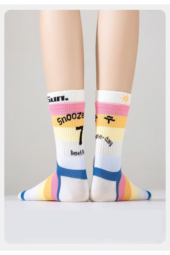 7 Pairs Numbered Socks (1-7) + Free Mystery Blind Box Sock in Gift Packaging