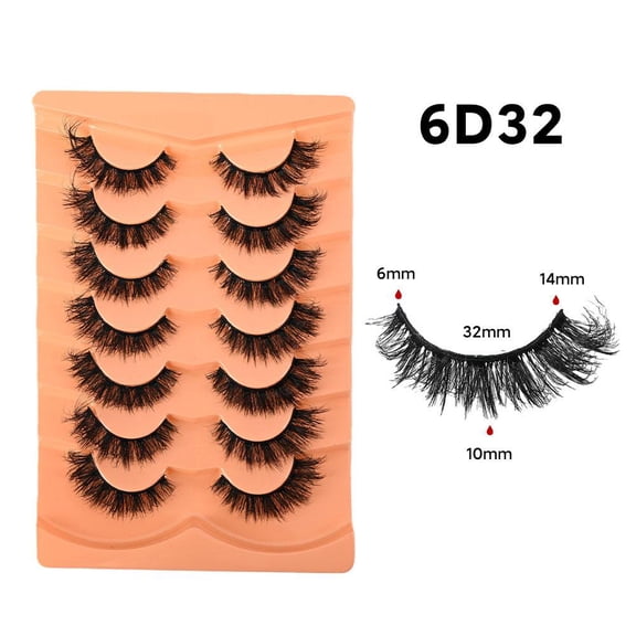 7 Pairs Of Thick False Eyelashes With Multiple Layers Of Black, Hard, Naturally Curled Eyelashes