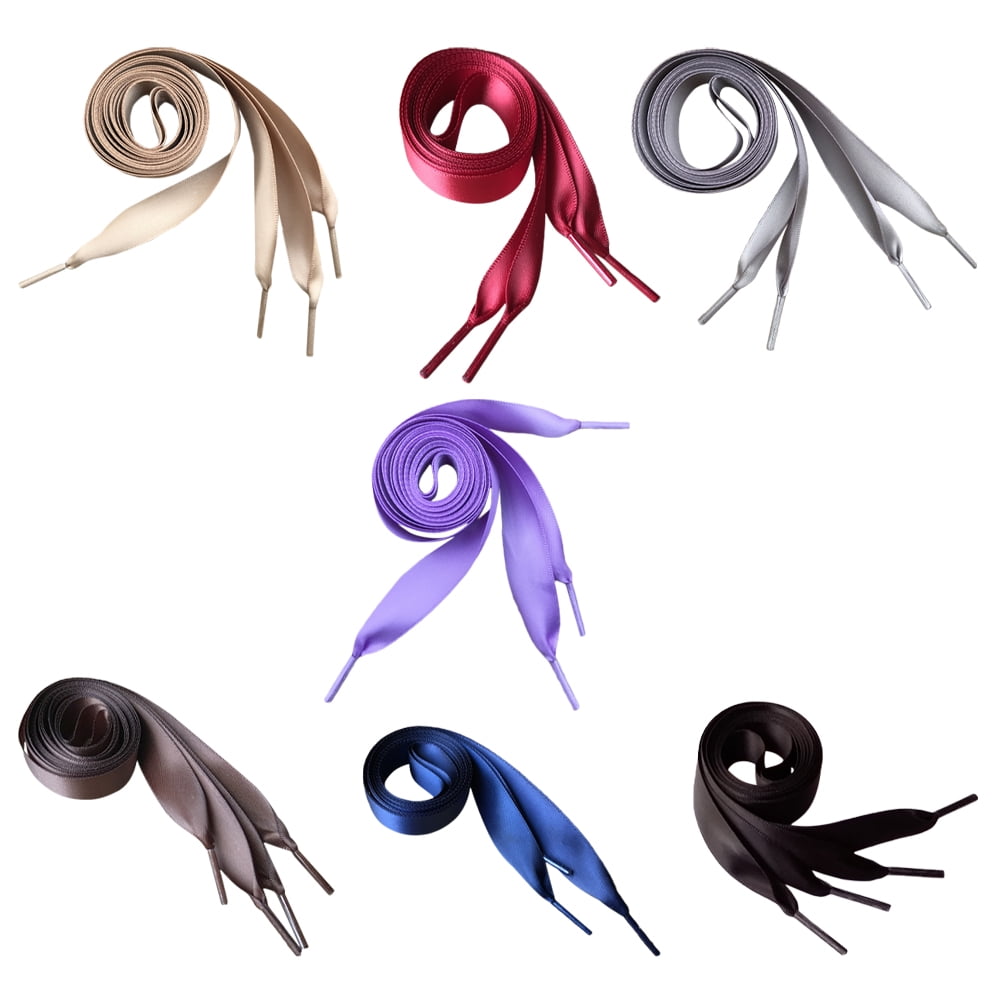 7 Pairs Satin Lace Flat Candy Colors for Sneakers, Shoe Strings Set in ...