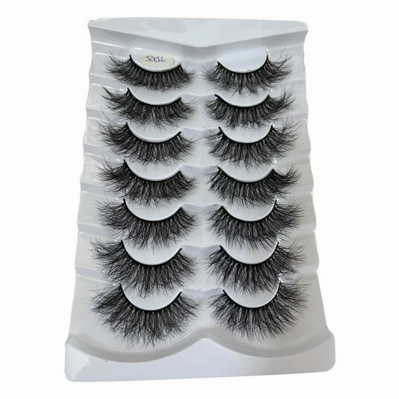 7 Pairs of Soft Layered Lengthened Thick False Eyelashes for Dramatic - 20MM Wispy Long Lashes Pack