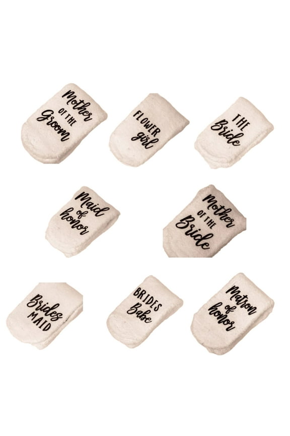 7 Pairs Wedding Socks Bridal Shower Members Socks with Embroidery Lettering