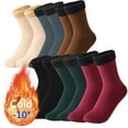 thumbnail image 1 of 7 Pairs Women's Thickened Fleece Winter Socks, Cold-Proof Warm Heating Snow Socks, Unisex Mid-Calf Floor Socks for Home Outdoor, Soft Comfortable for Daily Wear in Chilly Weather, C, 1 of 9