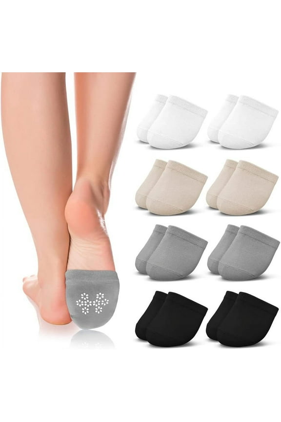 7 Pairs Women's Toe Topper Liner Socks Sponge Cushion No Show, Toeless Half Socks for High Heels Sandals Non-Skid Half Seamless Socks