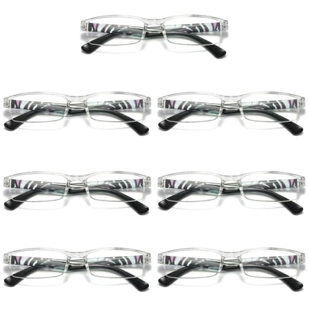 7 Pairs Womens Slim Rectangle Half Frame Blue Light Blocking Reading Glasses Readers +2.75