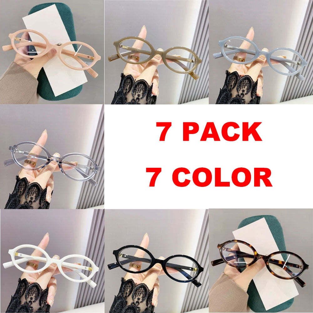 7 Pairs of Anti-blue Light Reading Glasses +2.50 Oval Plastic Classic Readers 2.50 for Women