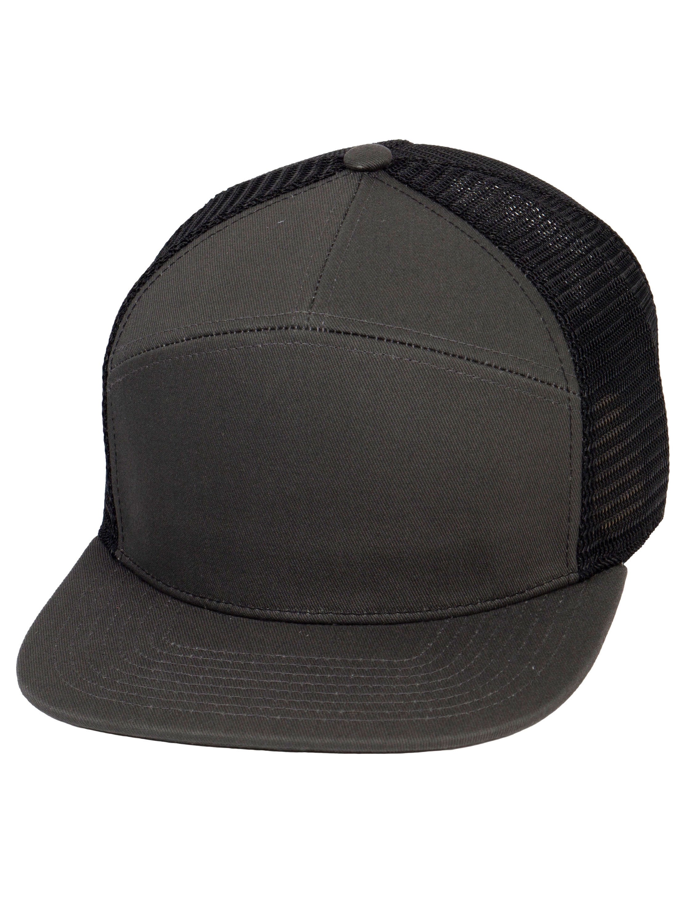 7 Panel Hats For Men - Flat Bill Snapback Trucker Hat, Charcoal ...