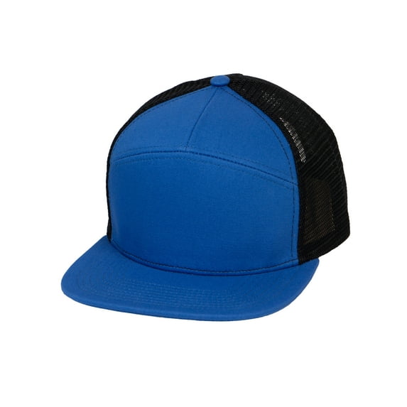 7 Panel Hats For Men - Flat Bill Snapback Trucker Hat, Royal