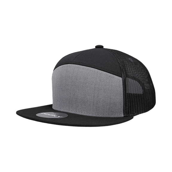 Decky 1133 7 Panel High Profile Structured Cotton Blend Trucker-Heather Grey/Black/Black