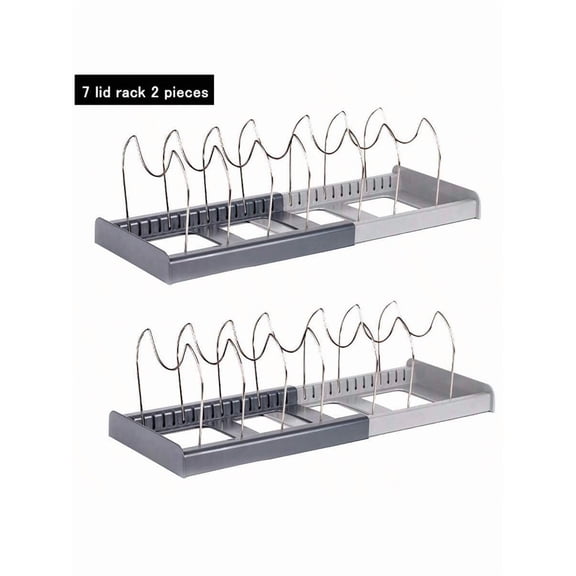 7-Partition Adjustable Telescopic Pot Cover Bracket - Countertop Kitchen Utensil Storage Rack for Pots/Lids, Suitable for Countertops/Cabinets/Shelves